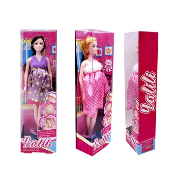 אופנה בית בובות אביזרים עבור ברבי Pregnent בובות +1 בובה+1 עם שמלה יפה קופסא מתנת יום הולדת מתנת צעצועים לילדים