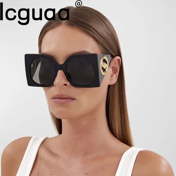 אופנה חדשה גדולה מסגרת מרובעת גדולת משקפי שמש וינטג ' עין חתול משקפי שמש שיפוע סקסי גוונים נשיים UV400 Oculo Gafas