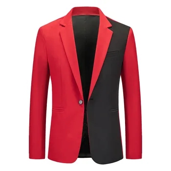 אופנה טלאים של הגברים ז ' קט 2023 חדש לבן שחור אדום לחצן יחיד מקרית Slim בלייזר מקסימום עסקים זכר ללבוש חליפת מעילים