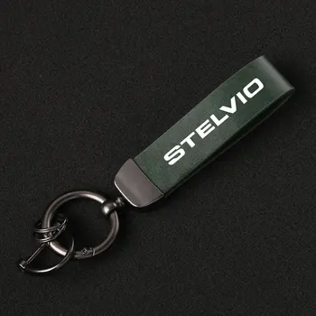 אופנה יוקרתי עור אמיתי מחזיק מפתחות העסק מתנה טבעת מפתח מותאמות אישית עבור אלפא רומיאו Stelvio אביזרי רכב