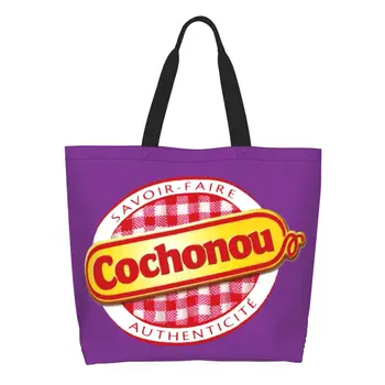 אופנה מודפס חזיר Cochonou לוגו קניות תיק בד לשימוש חוזר הקונה כתף תיק