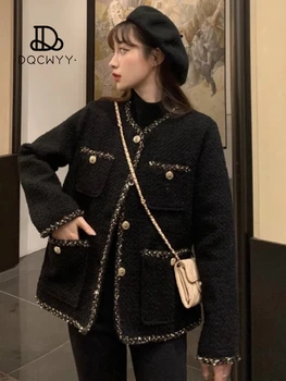 אופנה קוריאנית קטנה ניחוח של הנשים מעיל 2023 סתיו חדש המזג חופשי טוויד חוש עיצוב ו-הצוואר של הנשים מעיל מקסימום
