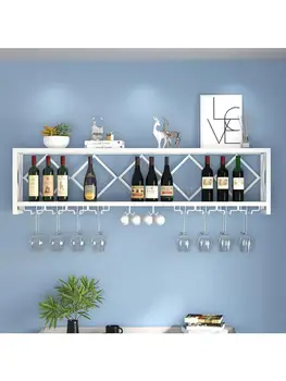 אור יוקרה ברזל יצוק הקיר יין מתלה על הקיר בבית בר תלוי היינות יין ארון יין מלון בקבוק יין