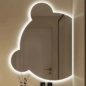 אור יוקרה מיוחד בצורת יצירתית דוב חכם המראה led מראת איפור קיר רכוב המראה בחדר האמבטיה