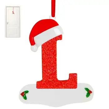 איגרת חג המולד קישוטי חג המולד מכתב קישוטי עץ עם כובע אדום הראשונית האלפבית גרב קטגוריה החג, קישוט על