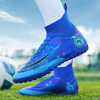 איכות Chuteira החברה נעלי כדורגל סי רונאלדו הסיטוניים סוליות Futbol אנטי להחליק אופנה נעלי כדורגל Futsal אימונים נעלי ספורט