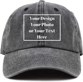 אישית את התמונה שלך טקסט לוגו יוניסקס בציר שטף אישית פשוטה מתכוונן ג ' ינס כובע כובע בייסבול
