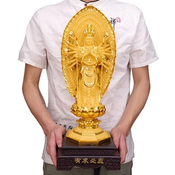 אלף יד-קוואן-יין קישוטים דרום ים Guanyin הבודהיסטווה/פסל בודהה הביתה משק הבית פולחן הזהב בודהה קישוטים