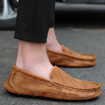 אמיתי עור לגברים נעליים מזדמנים מותג יוקרה גברים נעליים איטלקיות מוקסינים לנשימה להחליק על גברים נהיגה נעליים Chaussure Homme