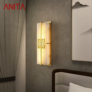 אניטה פליז קיר אור LED המודרני יוקרתי משיש פמוטים מתקן מקורה עיצוב הבית השינה, הסלון למסדרון