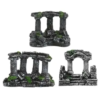 אקווריום קישוט מערות אבן שרף הרומית טור קישוטים לאקווריום מלאכותי הרומית טור חורבות הטירה אקווריום גינון
