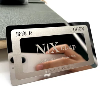 באיכות גבוהה, מותאם אישית מודפס ריק כרטיס אשראי מראה מתכת כסף כרטיס ביקור מלוטש VIP נירוסטה כרטיס
