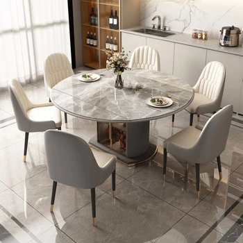 בהיר קלה רוק לוח שולחנות אוכל עם הפטיפון רב תכליתי משק הבית יוקרה שולחן כיסא שילוב רהיטים