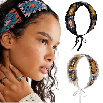בוהמי סרוגה טורבן להקות שיער אריגה רחב Hairbands אופנה משובחת Headwrap לסרוג פרח חג הכובעים משלוח חינם