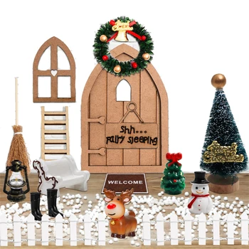 בית הבובות אביזרים מיניאטוריים Nissedor פיות הדלת נצרים, עץ חג המולד זר 16 יח ' חג המולד נצרים הדלת להגדיר