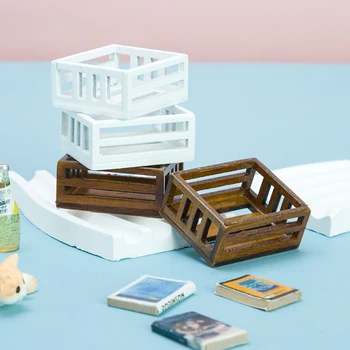 בית הבובות אביזרים מיניאטוריים מסגרת עץ סלסלת פירות צעצוע מודל אביזרים בובות ריהוט מיקרו נוף קישוט