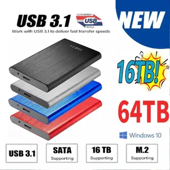 במהירות גבוהה SSD 64TB כונן קשיח חיצוני 32TB 16 טרה-בתים 12TB 4TB 8 טרה-בתים USB 3.1 נייד 16 טרה-בתים כונן SSD דיסק קשיח עבור המחשב הנייד PS4 PS5