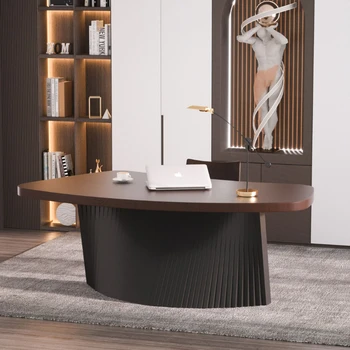 בסגנון איטלקי אור יוקרה השולחן ברמה גבוהה מיוחד בצורת הבוס שולחן שולחן שולחן במשרד עבור בוס מעץ מלא שולחן מחשב