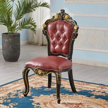 בסגנון אירופאי האוכל כסא עץ מלא מגולף אגוז בבית הכסא האמריקאי רטרו מודרני פשוט ונג מלון צרפתי הכיסא