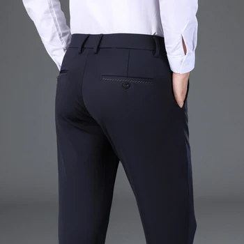 גברים גבוהה המותניים למתוח את המכנסיים הסתיו-חורף החדשה עבה ישר מכנסיים עסקים יומי למשרד ' נטלמן נאה מכנסיים