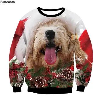 גברים, נשים, מצחיק כלב מכוער חג המולד סוודר 3D חידוש מודפס חג המולד החולצה סוודר ערב השנה החדשה מסיבת החג המגשרים מקסימום