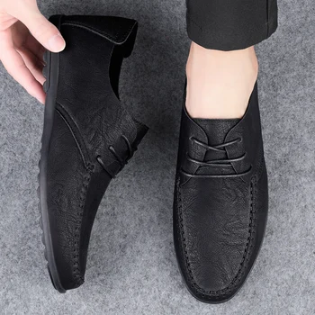 גברים עור נעליים מזדמנים חיצונית נוחה באיכות גבוהה אופנה רך Homme הקרסול החלקה דירות המוקסין מגמת פלוס גודל 38-47