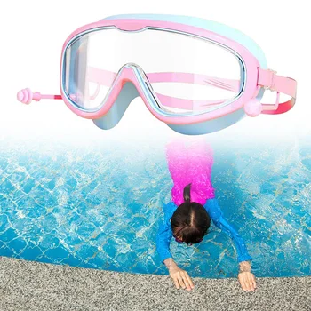 גדול חדש מסגרת משקפי שחייה לילדים לשחות משקפי צלילה מקצועי הכרית HD אנטי ערפל משקפי מגן סיליקון Eyewear מתאים גלישה