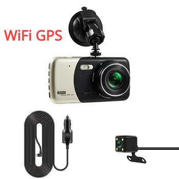 דאש מצלמת רכב DVR-Wifi 4 אינץ אוטומטי מקליט וידאו המצלמה FHD G-חיישן 170°1080P כפול עדשה Registrator מצלמת וידאו Dashcam