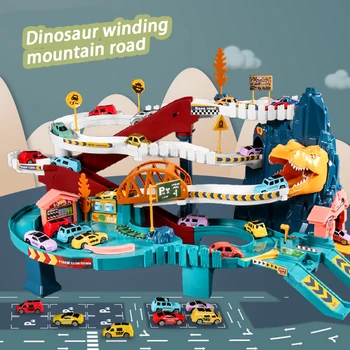 דינוזאור ההר לעקוב אחר מכונית מירוץ רכבת מכונית מודל חינוכי לילדים צעצועים לילדים לעקוב אחר משחק הרפתקה אינטראקטיבית הרכבת