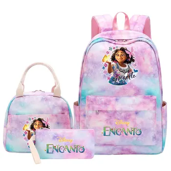 דיסני Encanto ילדה ילדים עט צהריים שקיות קשת Galaxy Bookbags 3Pcs נשים בני נוער Schoolbags נסיעות גב למחשב נייד