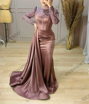 דסטי רוז בת ים מוסלמי שמלות ערב שרוול ארוך האסלאמית רשמי שמלת מסיבת חג ' אב נשים ערבית kaftan החלוק דה נשף