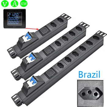 הברזילאי שקע PDU רצועת כוח ההפצה היחידה 2-8 דרך שקע עם אמפר/Volt/ואט תצוגה דיגיטלית מטר 16A אוויר מתג