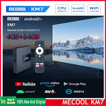 הגירסה העולמית Mecool KM7 טרקטורונים 4K Smart TV Box Android 11 מוסמך של גוגל 4GB 64GB S905Y4 5G WiFi Youtube 4K נטפליקס Set Top Box