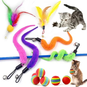 החלפת חתול נוצה מקל צעצוע אינטראקטיבי טיזר שרביט חתלתול מצחיק מקורה תופס צעצועים הכשרת מוצרים לחיות מחמד משחק אימון