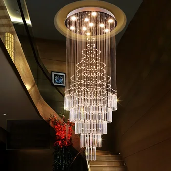 המודרני הוביל גרם מדרגות נברשת קריסטל מסעדת מלון קריסטל K9 המנורה וילה סלון גדול נברשת תאורה ביתית