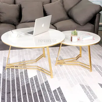 המודרני קפה שולחן ברזל יצוק לובי מסעדה סביב שולחן צד קטן בדירה סלון, חדר מעונות בית ספה שולחנות תה