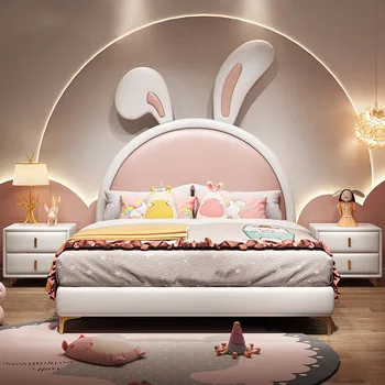 המוצר יכול להיות customizedModern יוקרה אוזן ארנב ילדים המיטה של הילדה הנסיכה המיטה קריקטורה חמוד בחורה למיטה