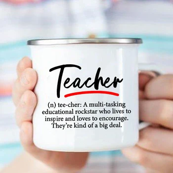 המורה ההגדרה הדפסה ספלים יצירתי קפה, תה, כוסות, שתה מים חלב אמייל כוס ספל ספר הביתה לטפל Drinkware המורה מתנה