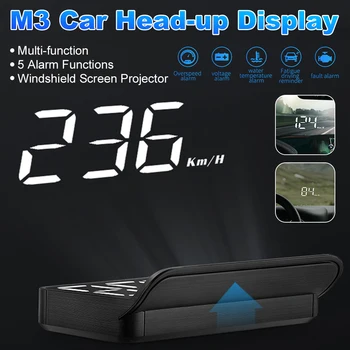 המכונית האד M3 Head-up Display OBD2 דיגיטלי GPS מד מהירות המכונית שעון Multi-פונקציה 5 פונקציות מעורר גאדג ' טים לרכב אביזרי רכב