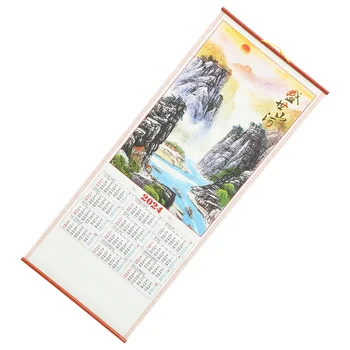 המשרד לוח שנה 2024 השנה החדשה קיר חודשי גדול דמוי קש סיני גלול נייר
