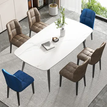 הסלון הנורדית המודרנית הכסאות בחדר האוכל ביתי פשוט חזרה ספה האירופי יחיד שולחן פנאי עור הכיסא