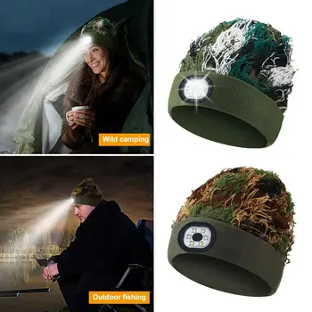 הפעלת פנס לשני המינים כובע כפת צדדי לשני המינים Led מצחייה כובע Dimmable נטענת חמימות בחורף בשילוב