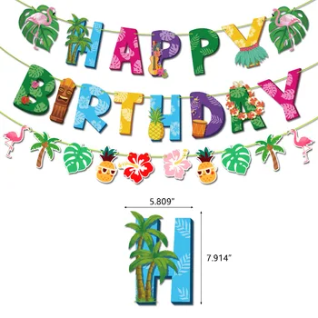 הקיץ אלוהה הוואי, יום הולדת שמח באנר פלמינגו הוואי טרופי קישוטים למסיבה מסיבת החג אלוהה הוואי למסיבות