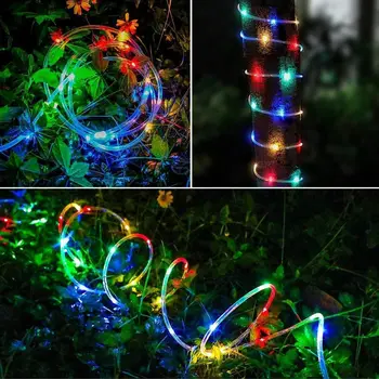 השמש צינור עמיד למים LED חג המולד דקורטיביים בצבע רב החבל אורות מחרוזת חיצוני עבור גן פטיו לחגוג חתונות עיצוב