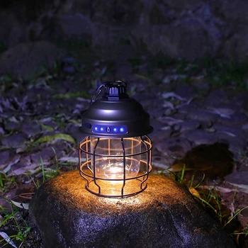 וינטג מתכת תלויים פנסים קמפינג מנורה 3 ב-1 רך/חם/טבע אורות LED נטענת אוהל אור חיצוני המחנה.