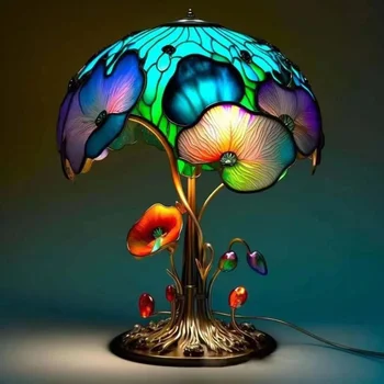 וינטג ' צבעוני מנורת שולחן קישוט הבית Led אור השינה ליד המיטה מנורת לילה פטריה דוגמנות