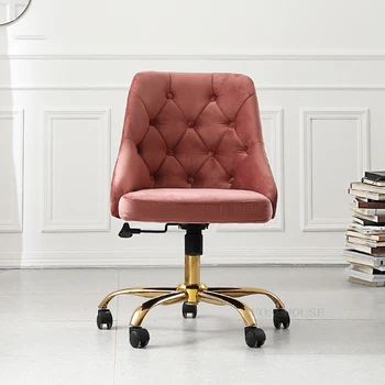 ורוד המשרד הנייד כיסאות ריהוט משרדי המודרנית להרים המסתובב מתגלגל בכיסא רך משענת משחקים כסאות חדר שינה כיסא איפור