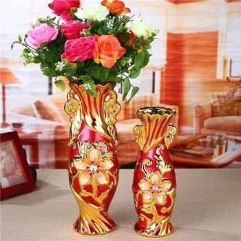 זוגות אדום יובל אגרטל יבש גילוף פרחים קרמיקה עבודות יד אגרטל קישוטים מסביב הביתה קישוטים הסיטוניים