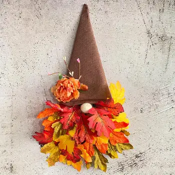 זר הסתיו ליפול זר קישוט חג הקציר תפאורה מציאותית מייפל ליף Gnome זרי פרחים עבור פנימי/חיצוני קיר הדלת