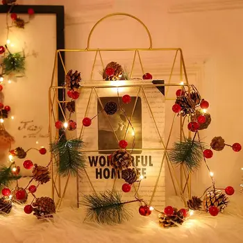חג המולד Led אורות מחרוזת האצטרובל, פירות יער אדומים גרלנד מנורות חג המולד מסיבת חדר שינה עץ עיצוב שולחן חג המולד קישוטים